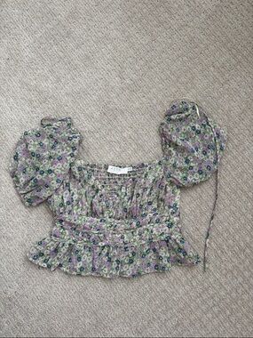 Astr smocked Puff Sleeve Blouse